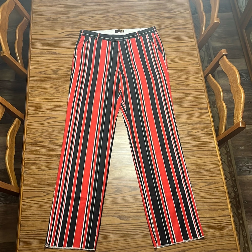 Fans Gone Wild Red, White and Black Striped Pants